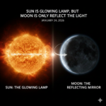 sun is glowing lamp and moon is only reflecting light